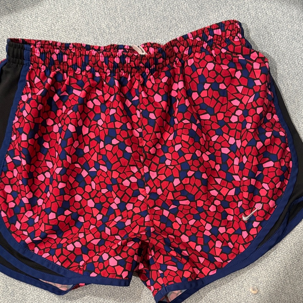 Nike Kids' Vibrant Pink and Blue Patterned Shorts
